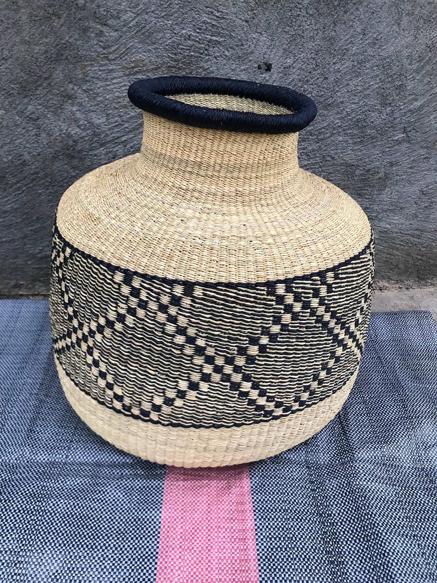 Bolga Basket, African Basket, Handmade Basket, Ghana Basket, Gift for her, Personalized gift, Pot Basket 002