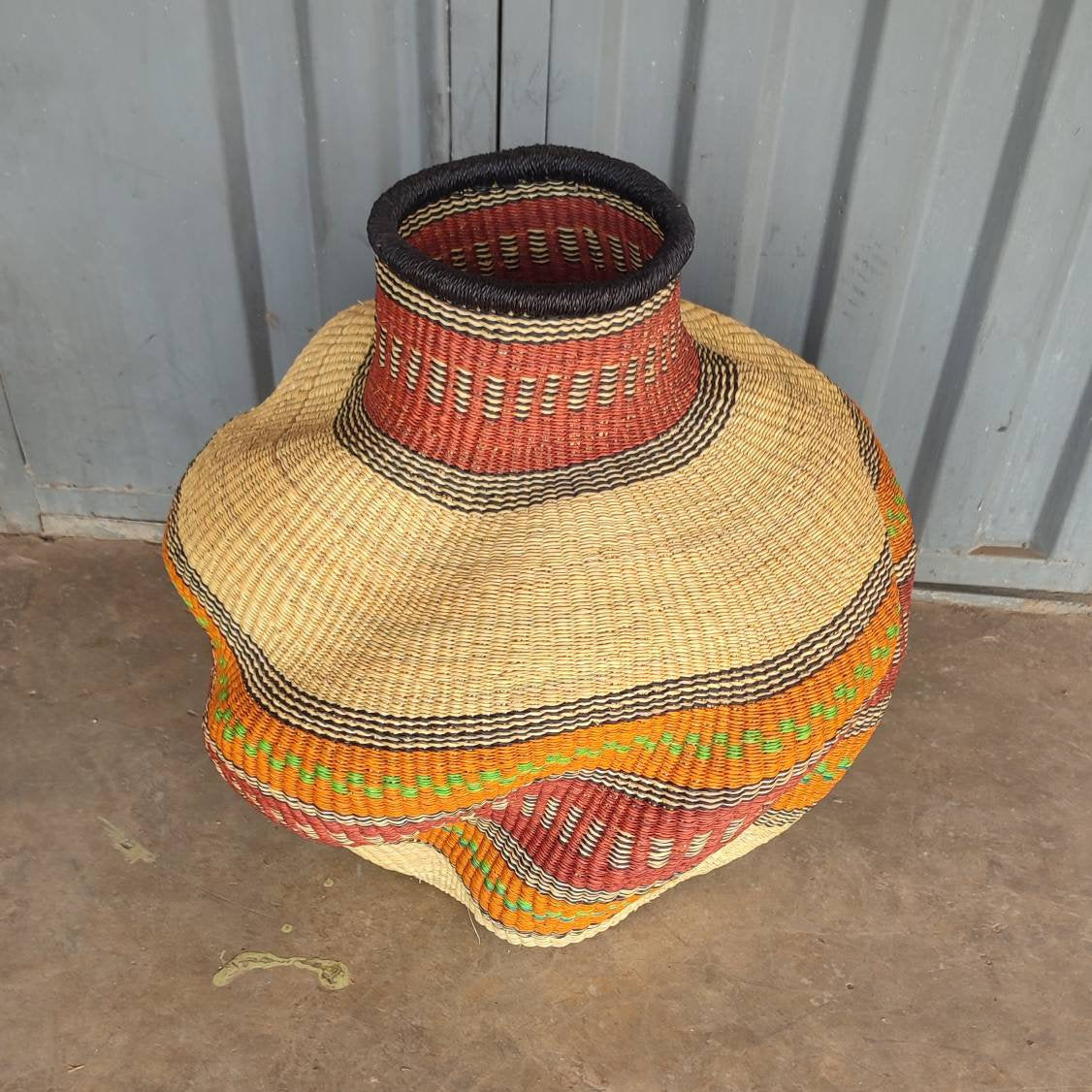 Bolga Basket, African Basket, Handmade Basket, Ghana Basket, Gift for her, Personalized gift Bassaba Pot Basket, Flower Pot 003