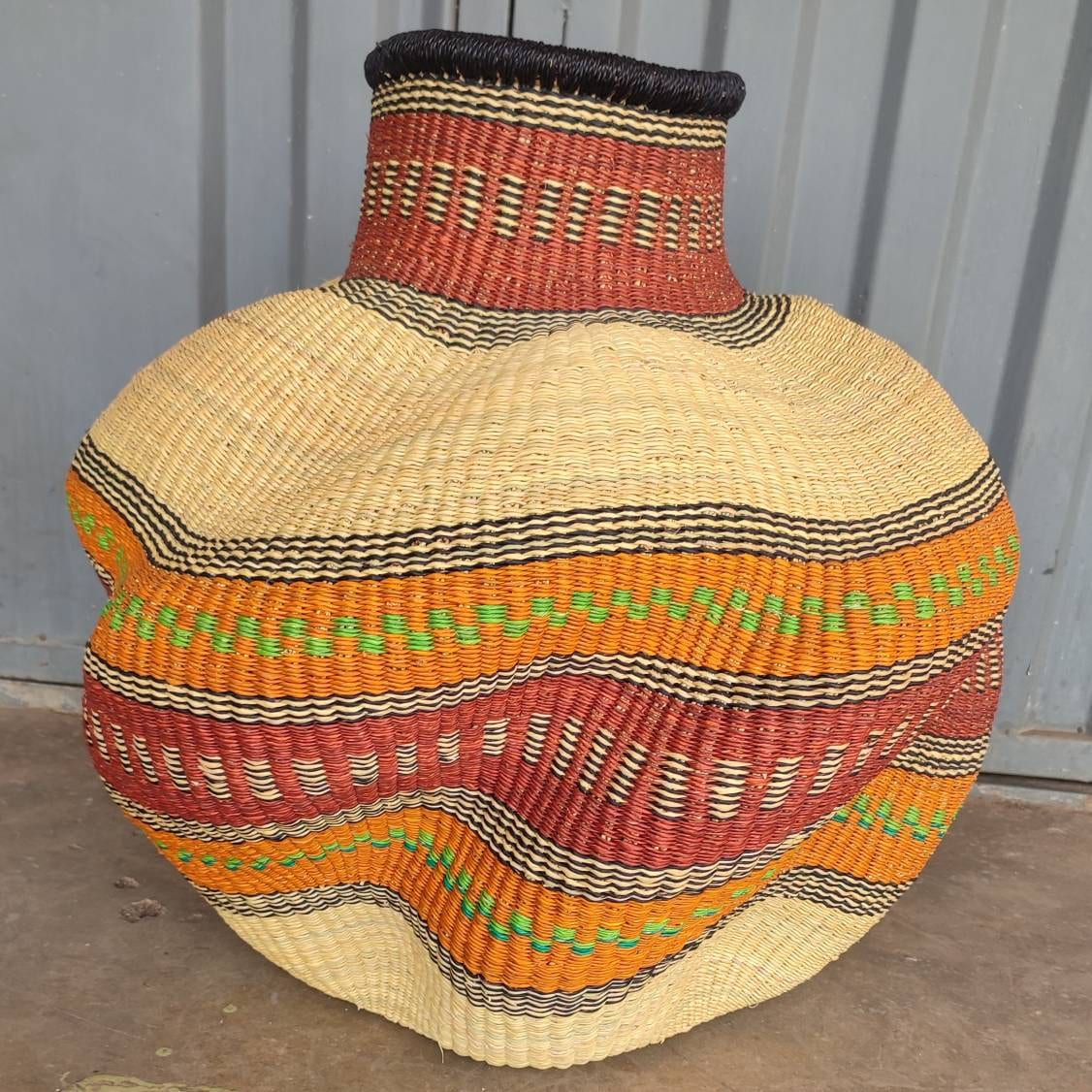 Bolga Basket, African Basket, Handmade Basket, Ghana Basket, Gift for her, Personalized gift Bassaba Pot Basket, Flower Pot 003
