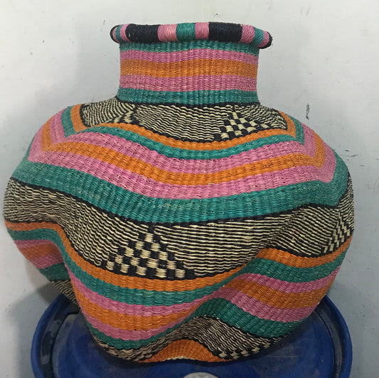 Bolga Basket, African Basket, Handmade Basket, Ghana Basket, Gift for her, Personalized Basabasa pot basket, Pot Basket, Flower Pot