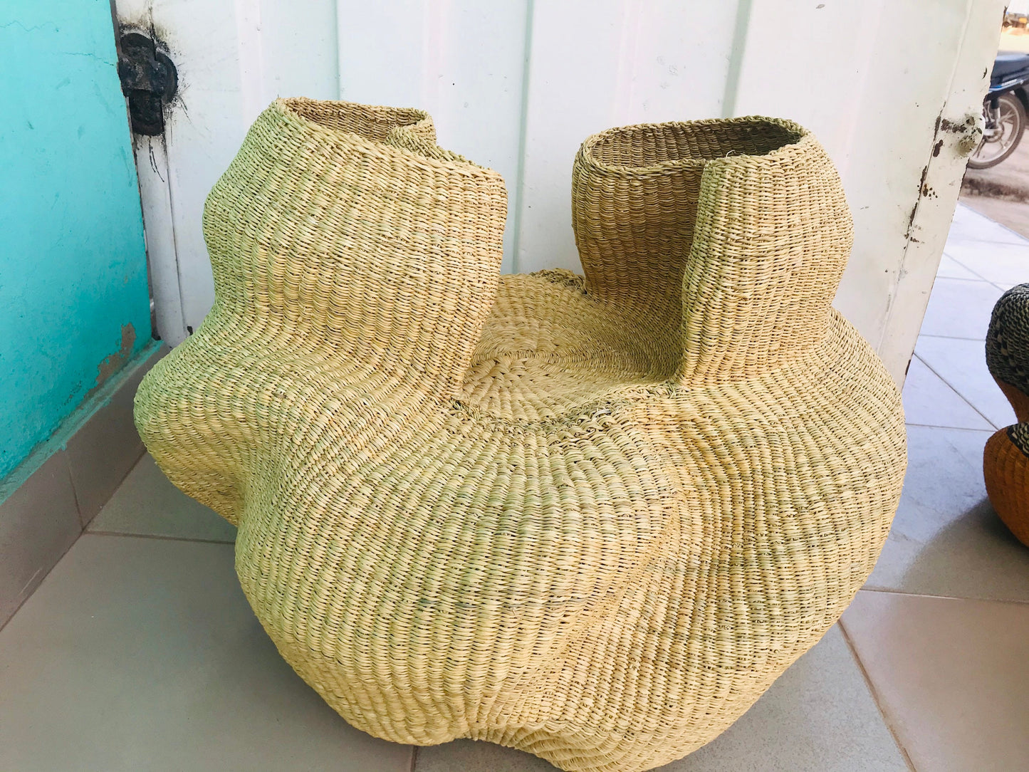 Bolga Basket, Two Heads are Better than One, Bassaba Pot Basket, Flower Pot 003