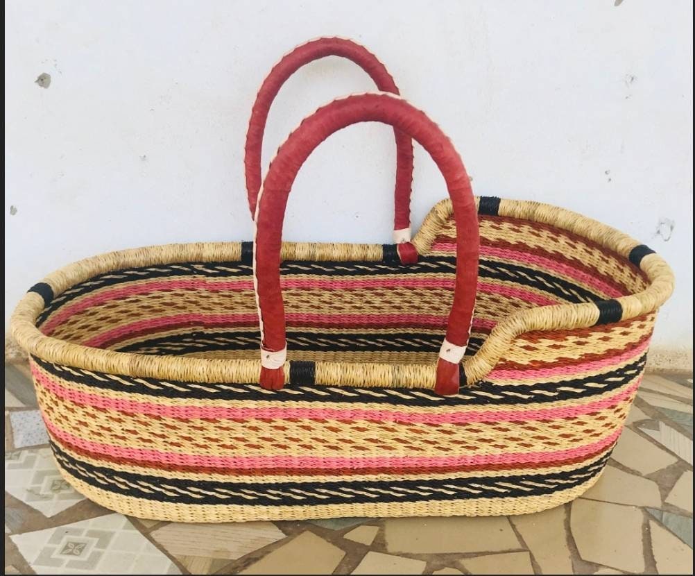Bolga Basket, African Basket, Handmade Basket, Ghana Basket, Tote Bag, Gift for her, Personalized gift 006