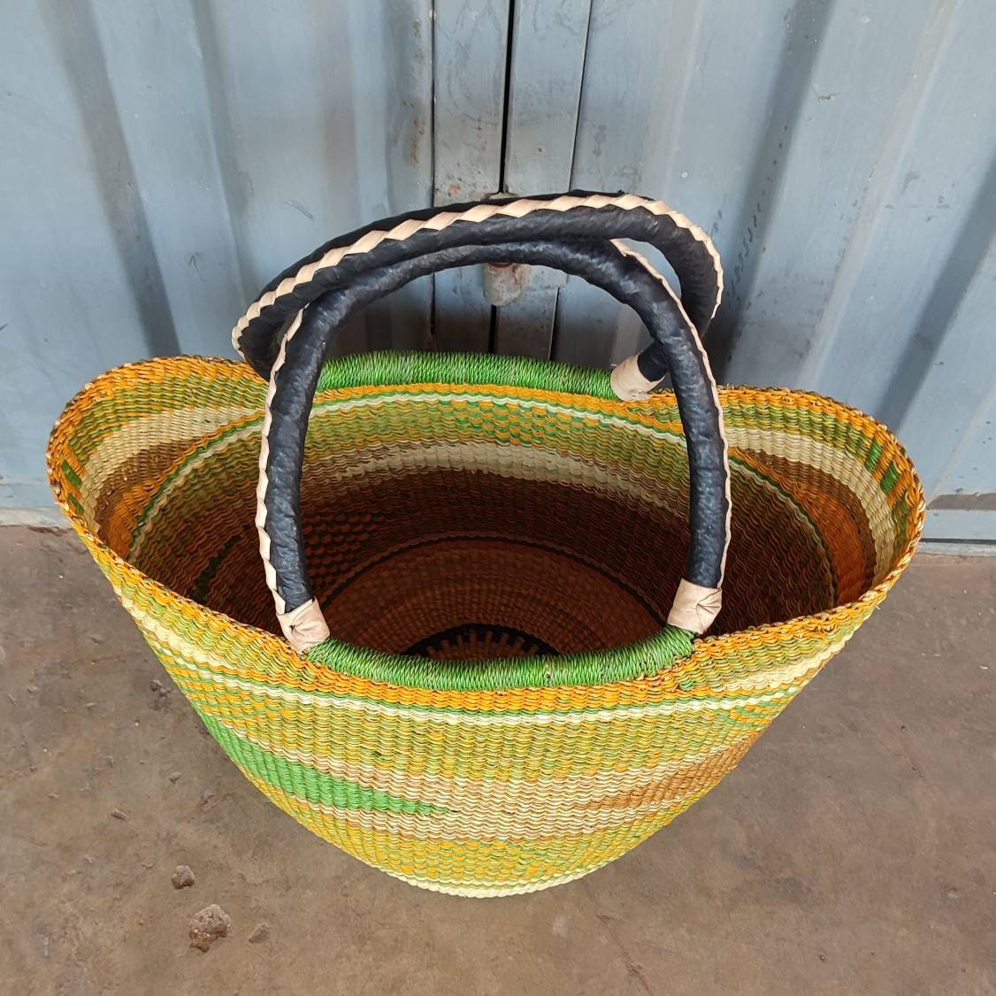 Bolga Basket, African Basket, Handmade Basket, Ghana Basket, Tote Bag, Gift for her, Personalized gift 005