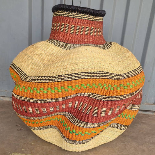 Bolga Basket, African Basket, Handmade Basket, Ghana Basket, Gift for her, Personalized gift Bassaba Pot Basket, Flower Pot