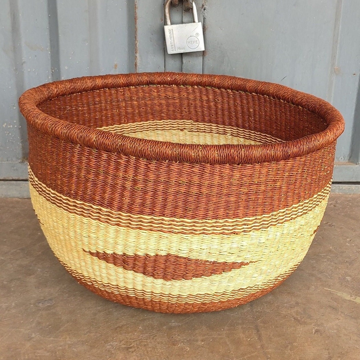 Bolga Basket, African Basket, Handmade Basket, Ghana Basket, Tote Bag, Gift for her, Personalized gift 001